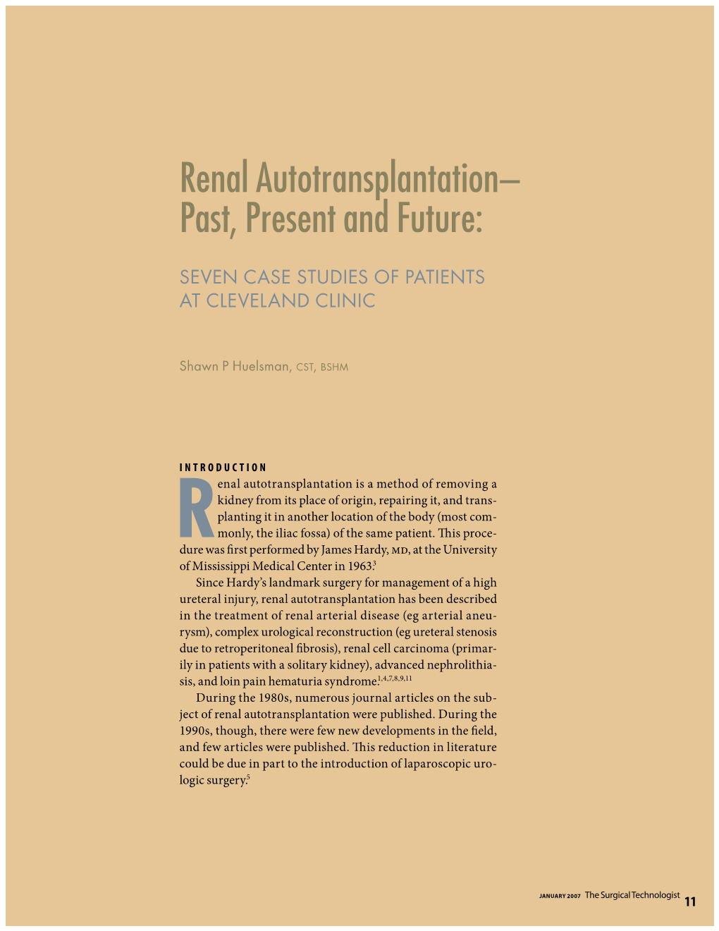 Renal Autotransplantation– Past, Present and Future