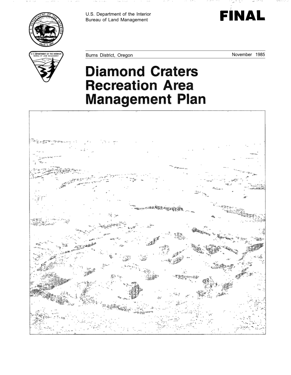 Diamond Craters Recreation Area Management Plan