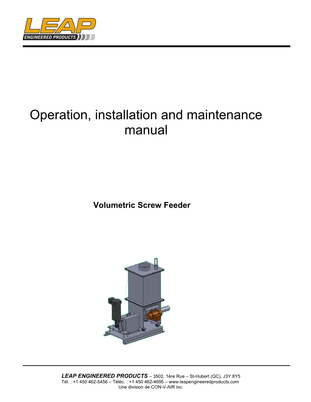 Operation, Installation and Maintenance Manual