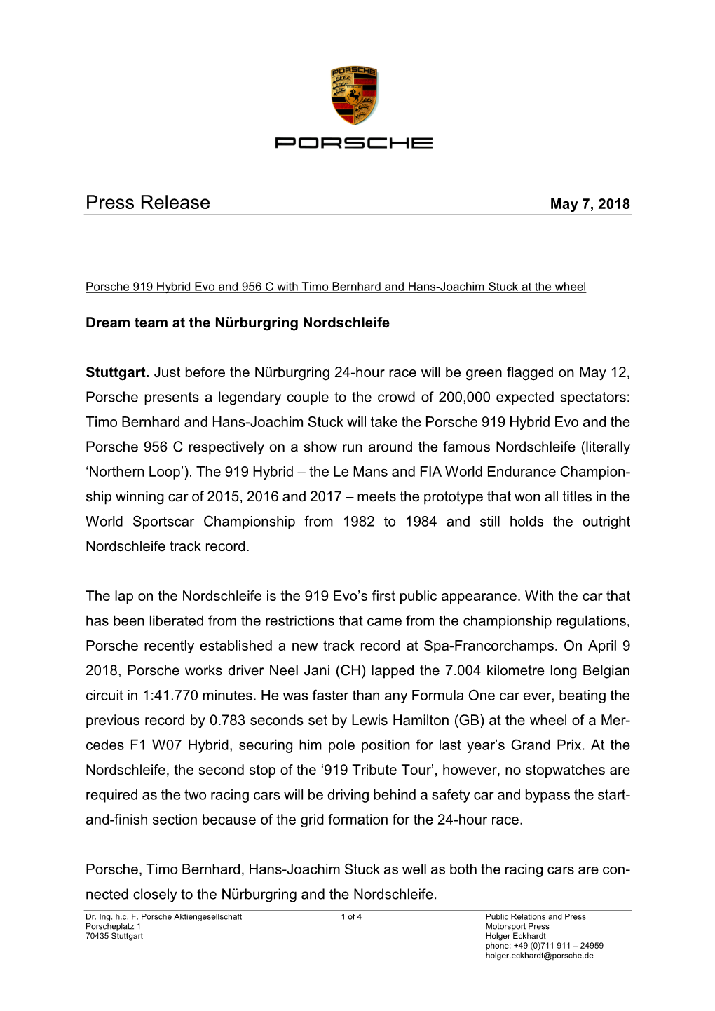 Press Release May 7, 2018