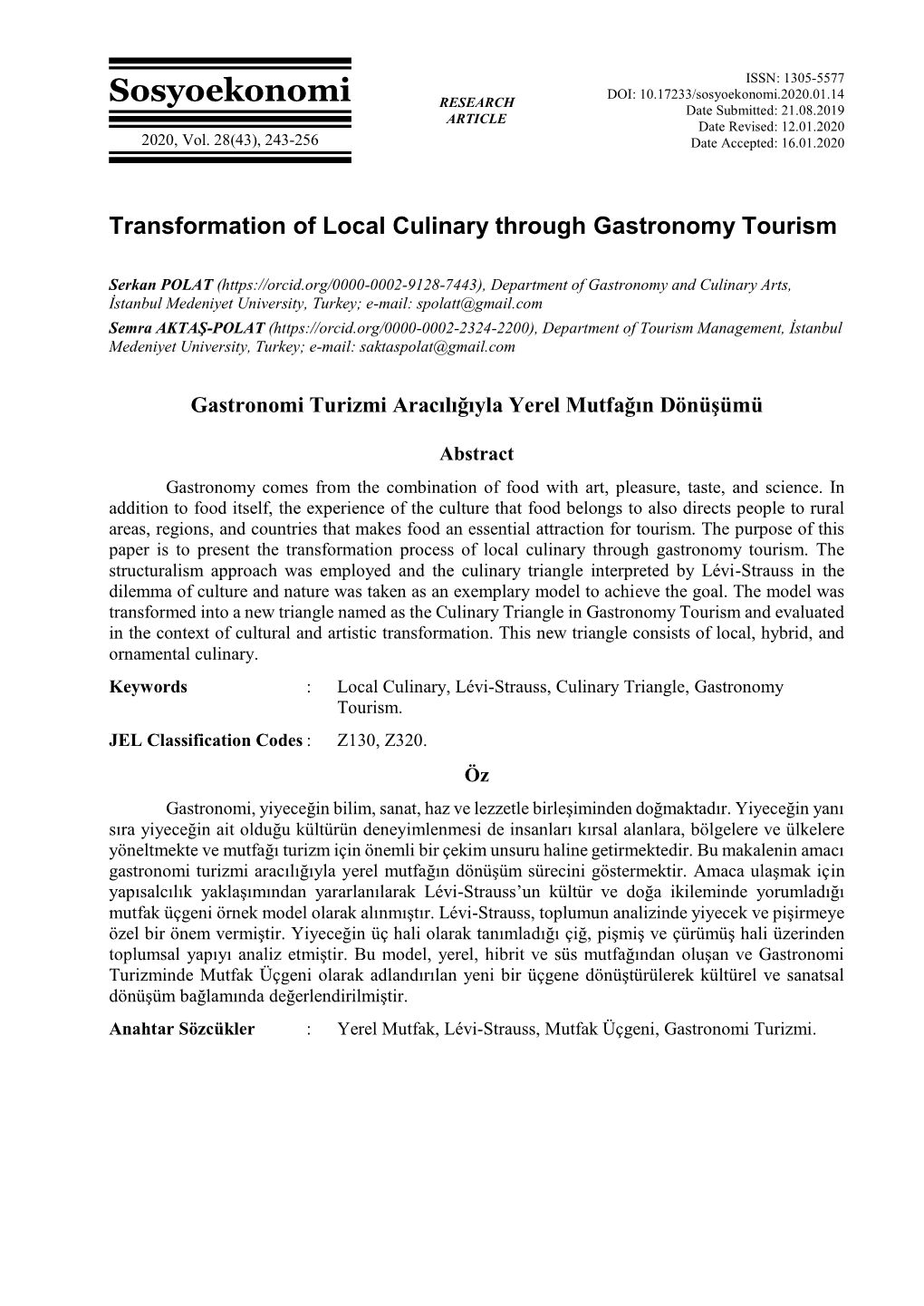 Transformation of Local Culinary Through Gastronomy Tourism