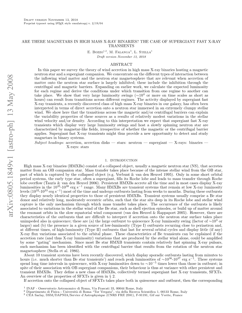 Arxiv:0805.1849V1 [Astro-Ph] 13 May 2008