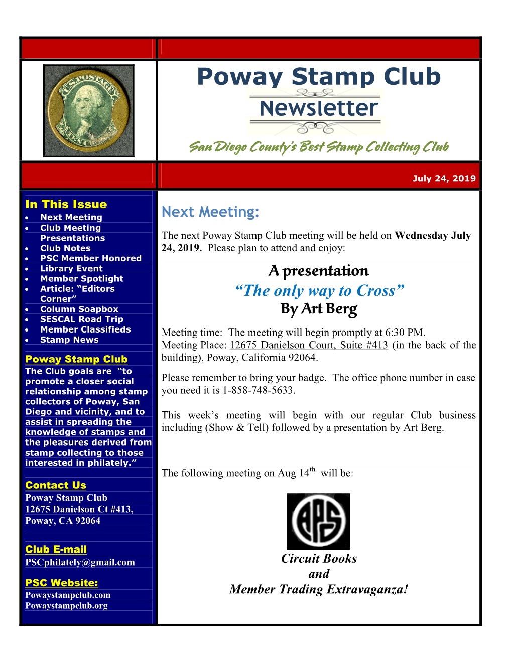 Poway Stamp Club Newsletter