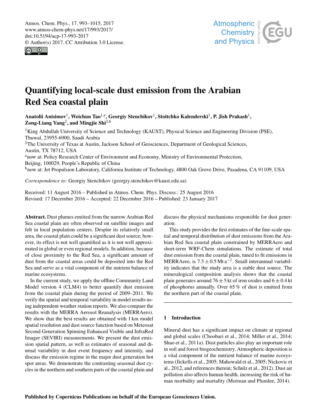 Articles Also Play an Important Role Urnal Variability in Dust Event Frequency and Intensity, and in Soil and Forest Biogeochemistry