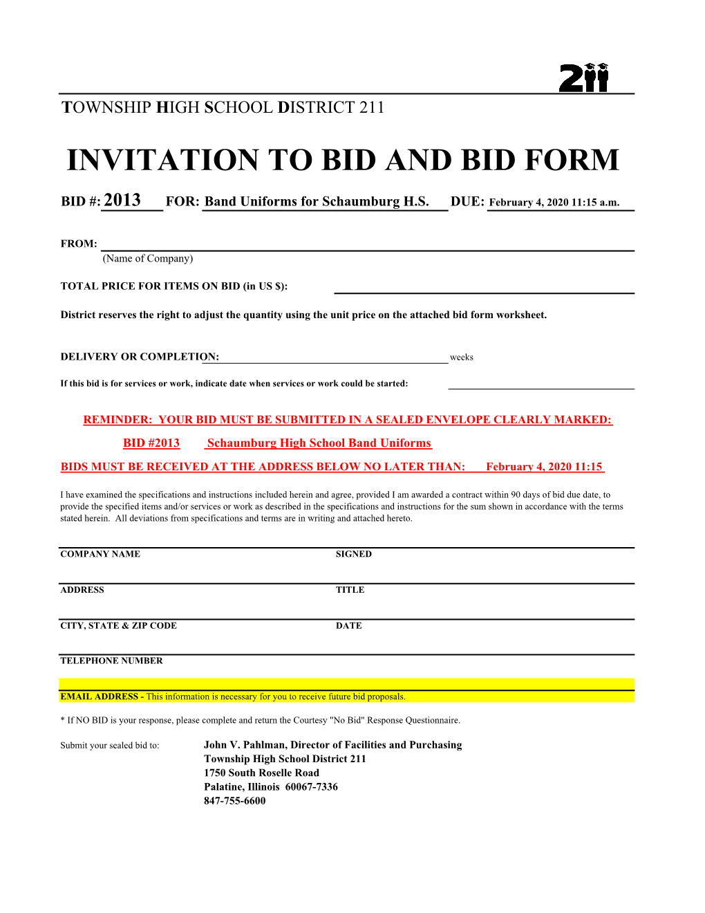 Invitation to Bid # 2013