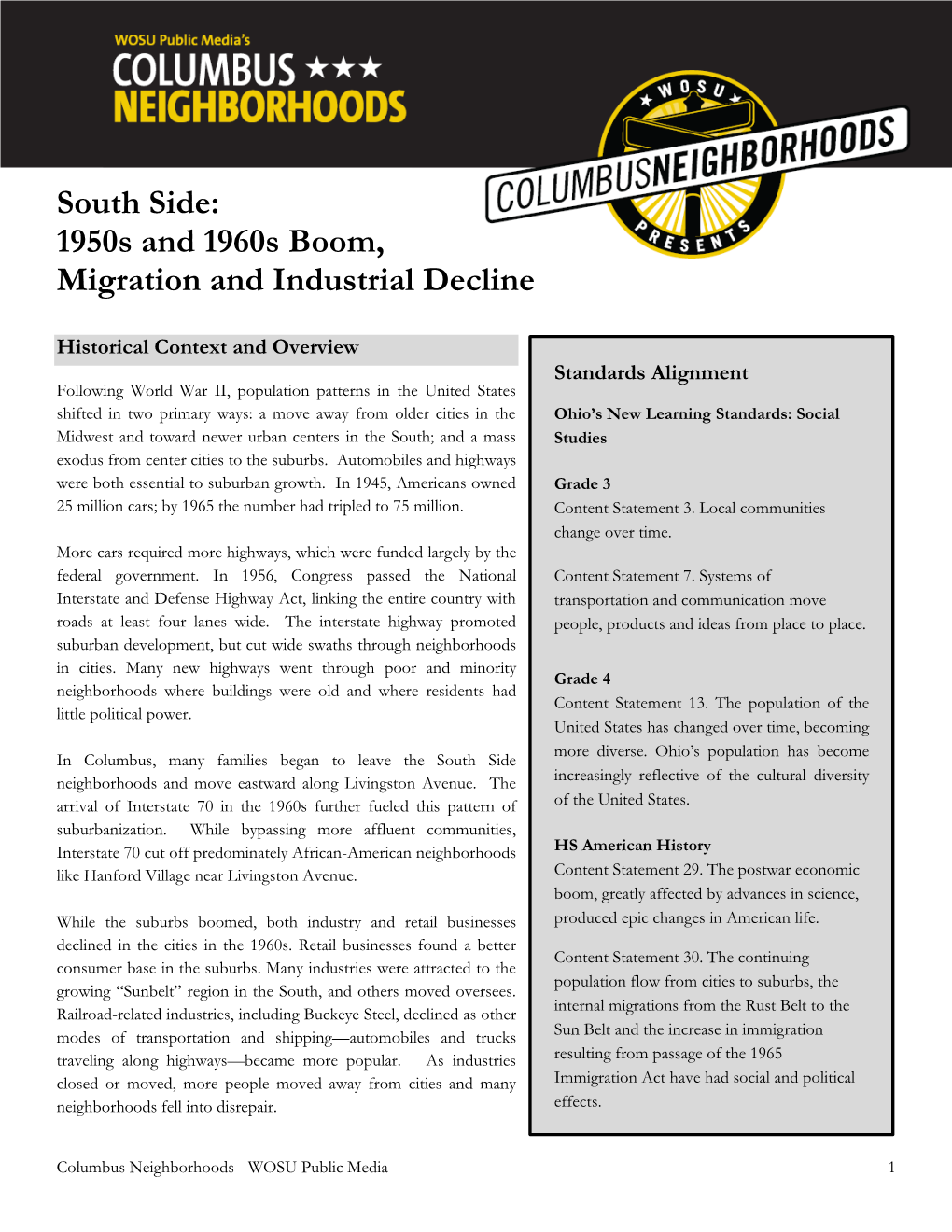 1950S and 1960S Boom, Migration and Industrial Decline