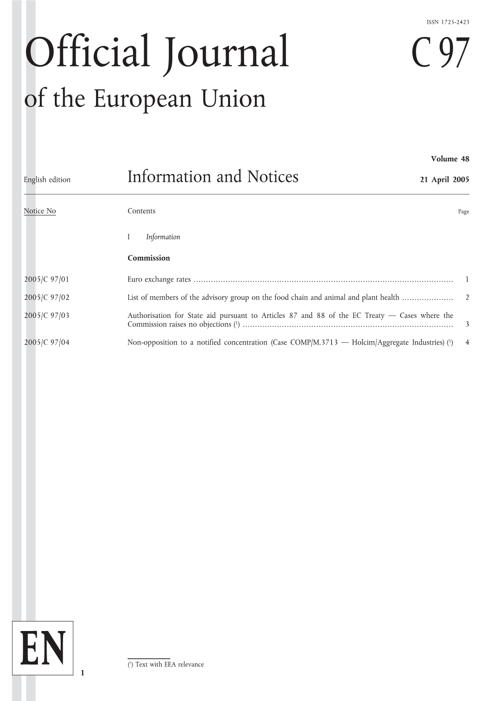 Official Journal C97 of the European Union
