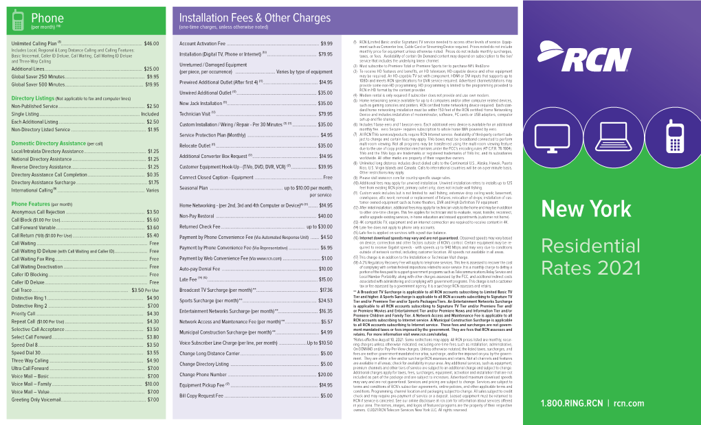 New York City Area Rate Card