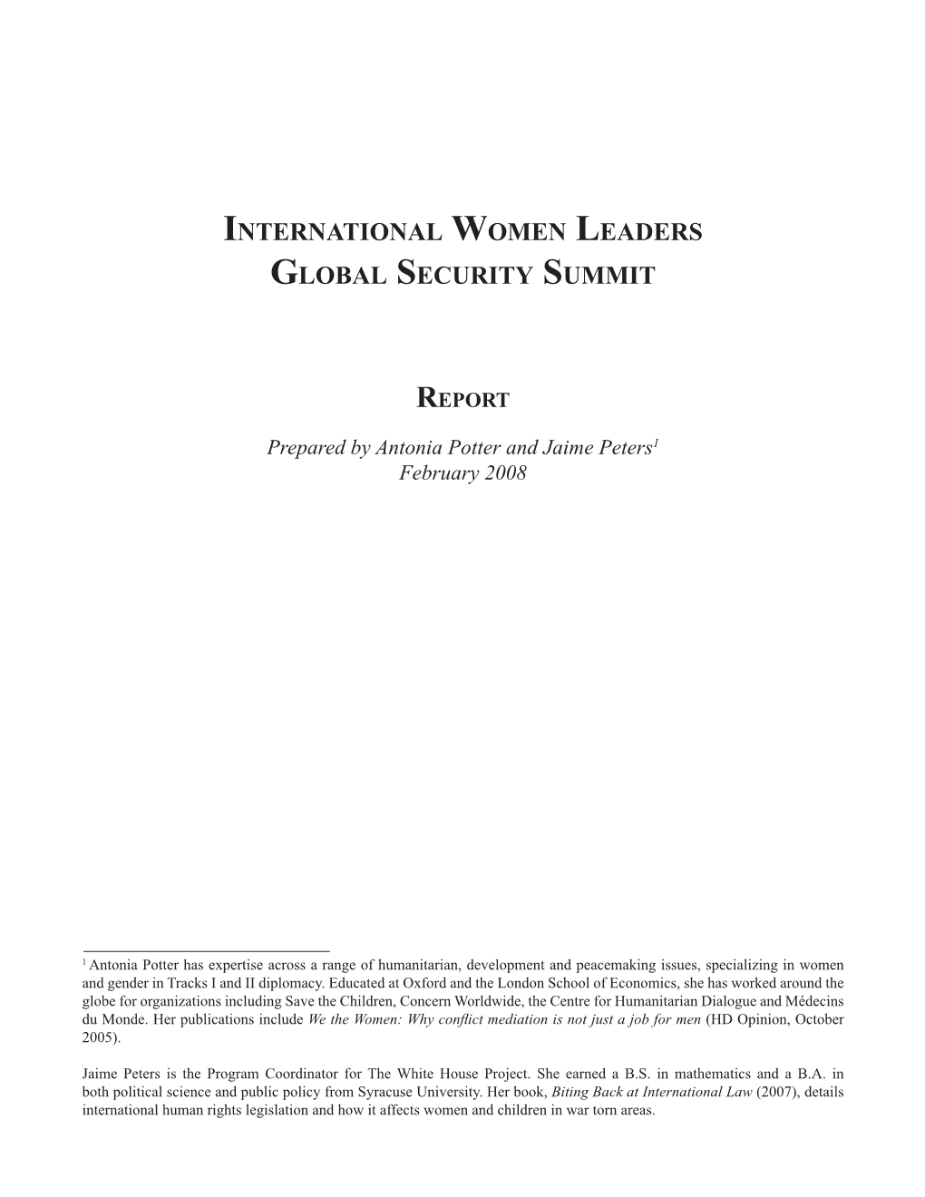 International Women Leaders Global Security Summit