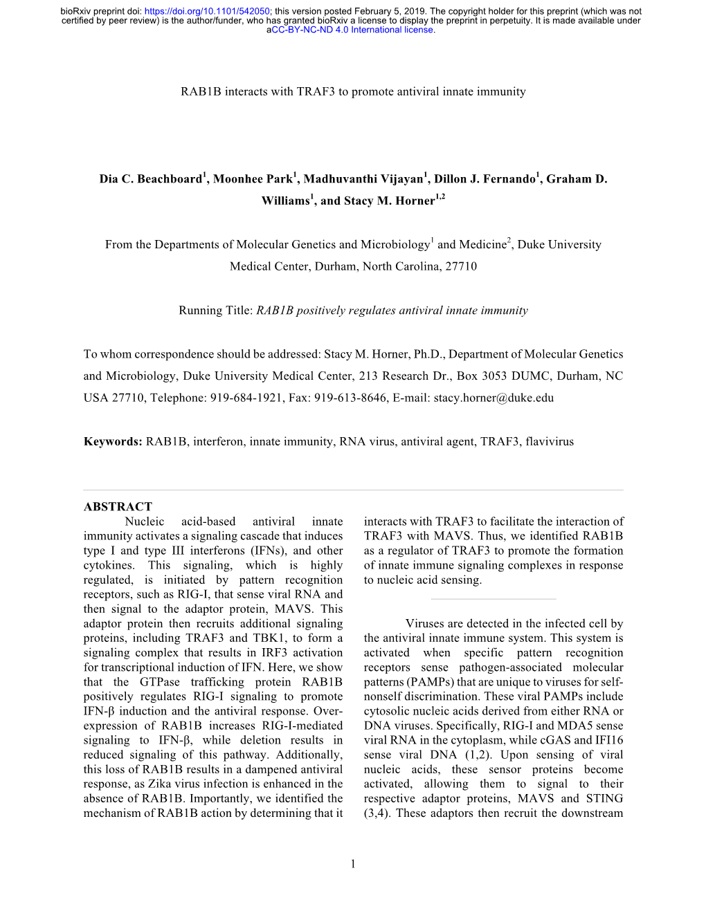 RAB1B Interacts with TRAF3 to Promote Antiviral Innate Immunity