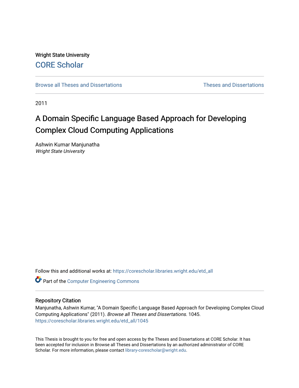 A Domain Specific Language Based Approach for Developing Complex Cloud Computing Applications
