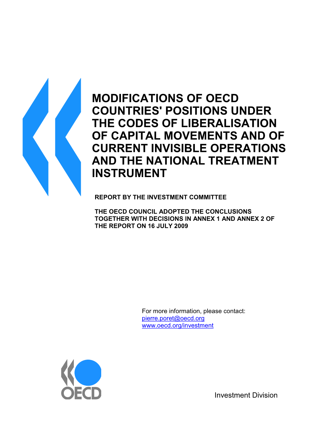 Modifications of Oecd Countries' Positions Under