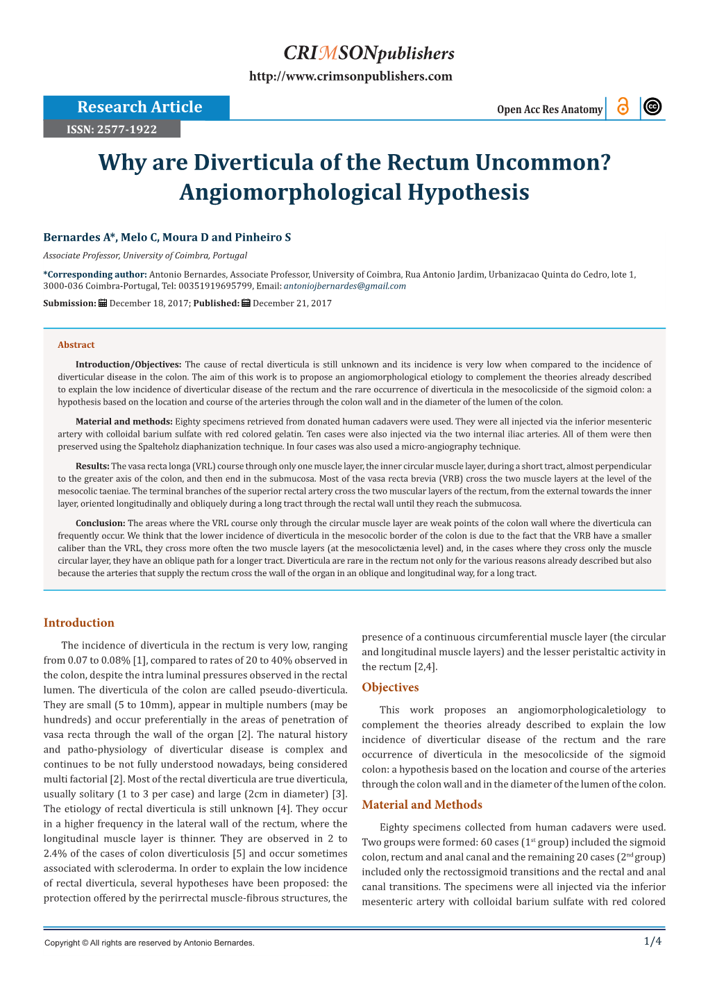 Why Are Diverticula of the Rectum Uncommon? Angiomorphological Hypothesis