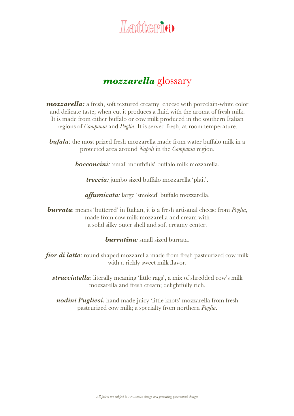 Mozzarella Glossary
