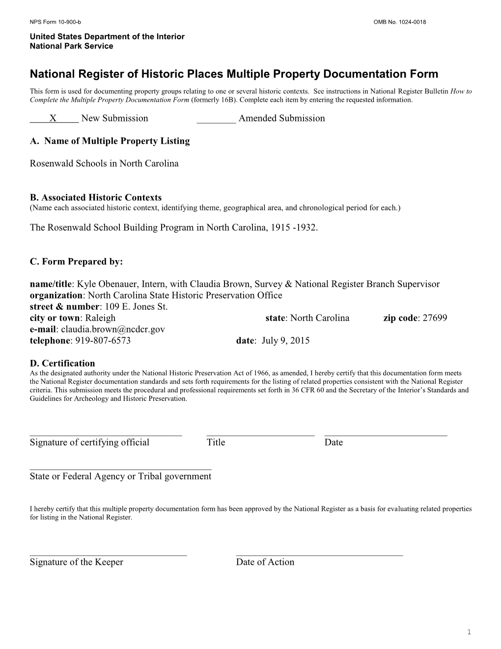 National Register of Historic Places Multiple Property Documentation Form