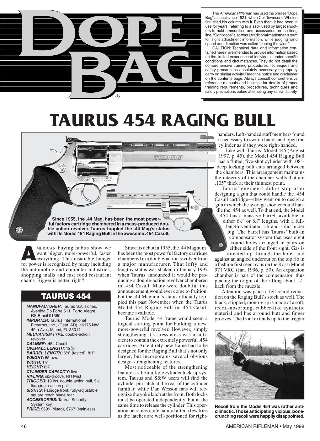 TAURUS 454 RAGING BULL Handers