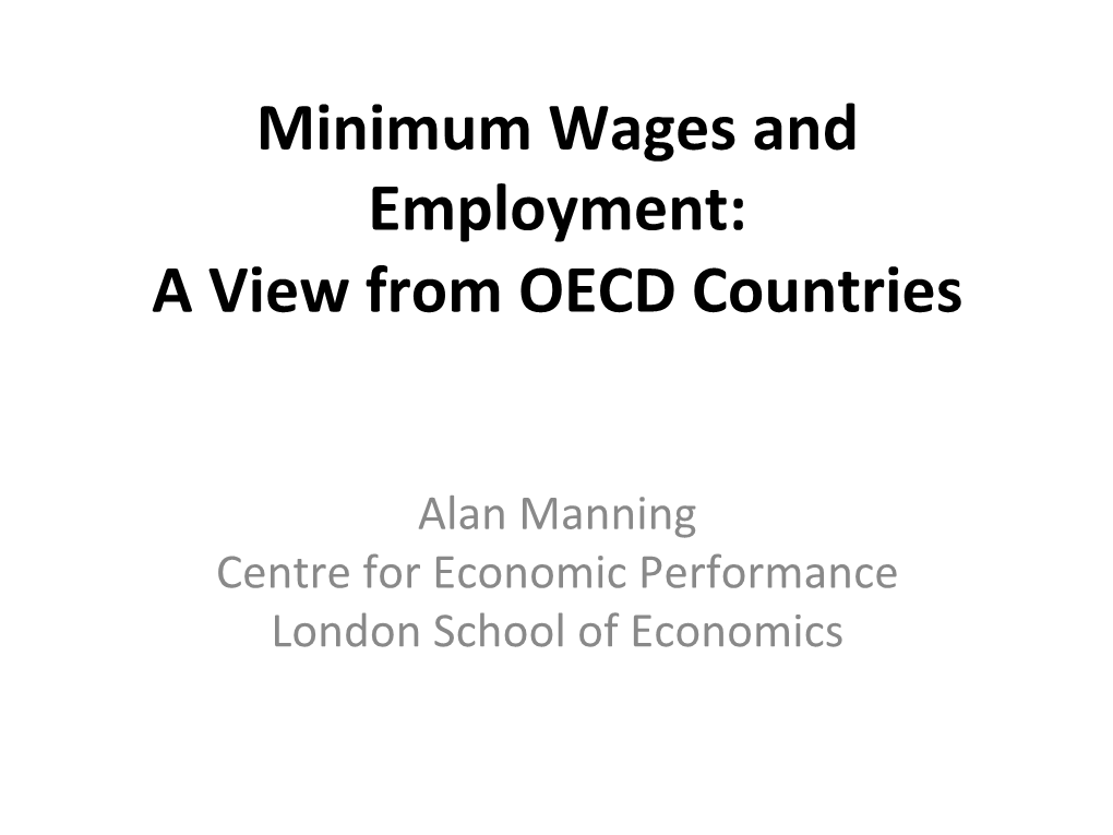 Minimum Wages and Employment: a View from OECD Countries