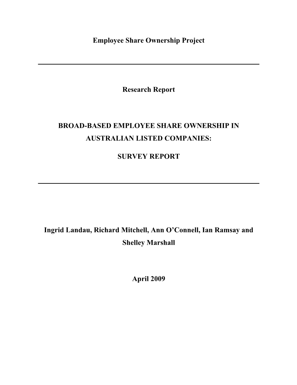 Broad-Based Employee Share Ownership in Australian Listed Companies