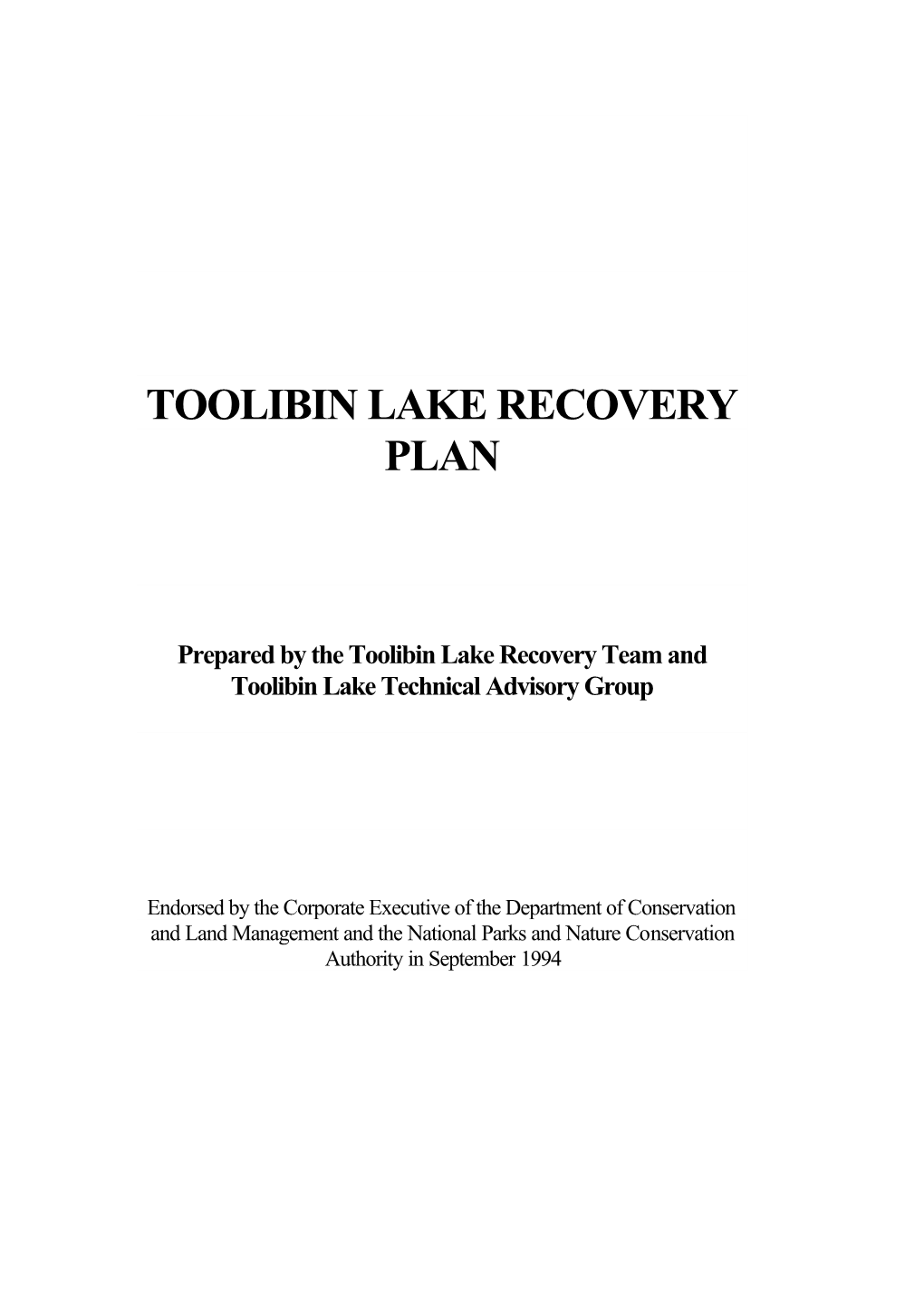 Toolibin Lake Recovery Plan