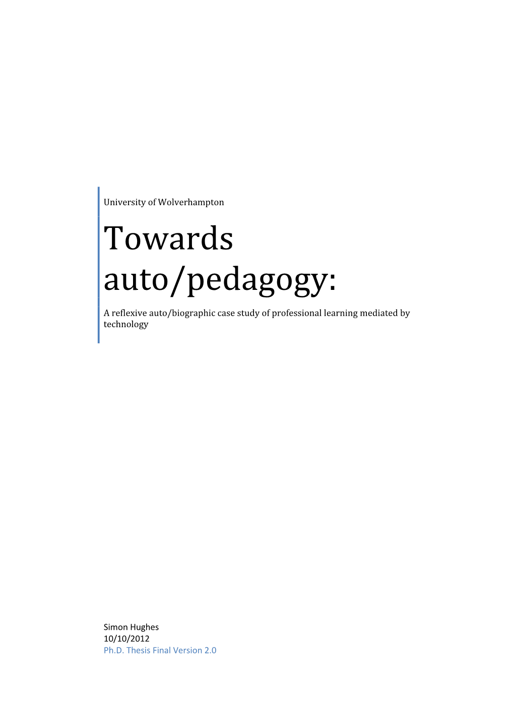 Towards Auto/Pedagogy