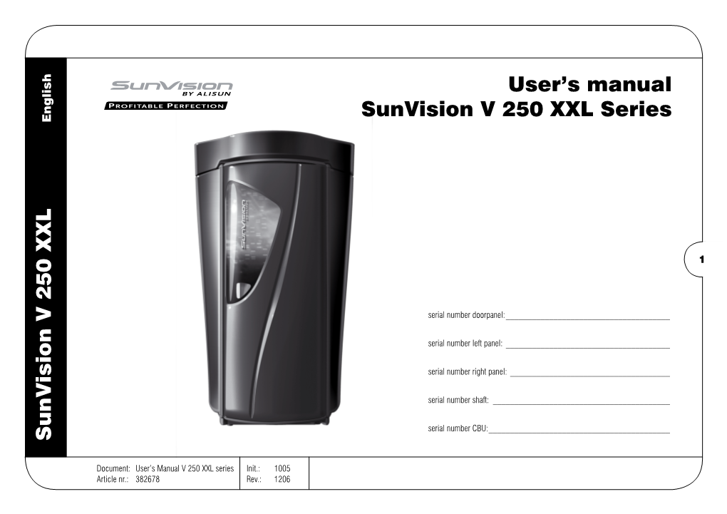 Sunvision V250 XXL Manual