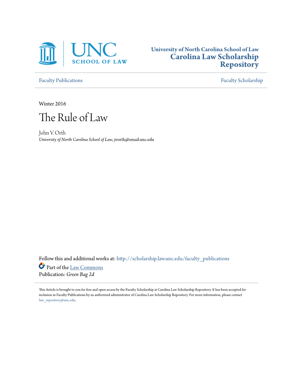 The Rule of Law John V