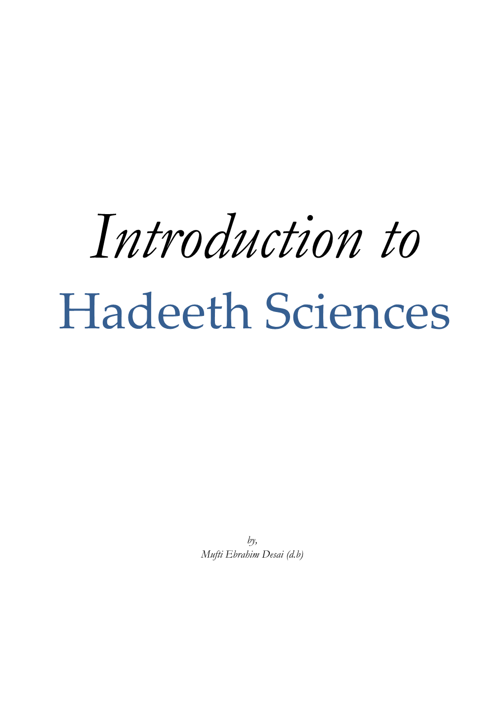 Hadeeth Sciences