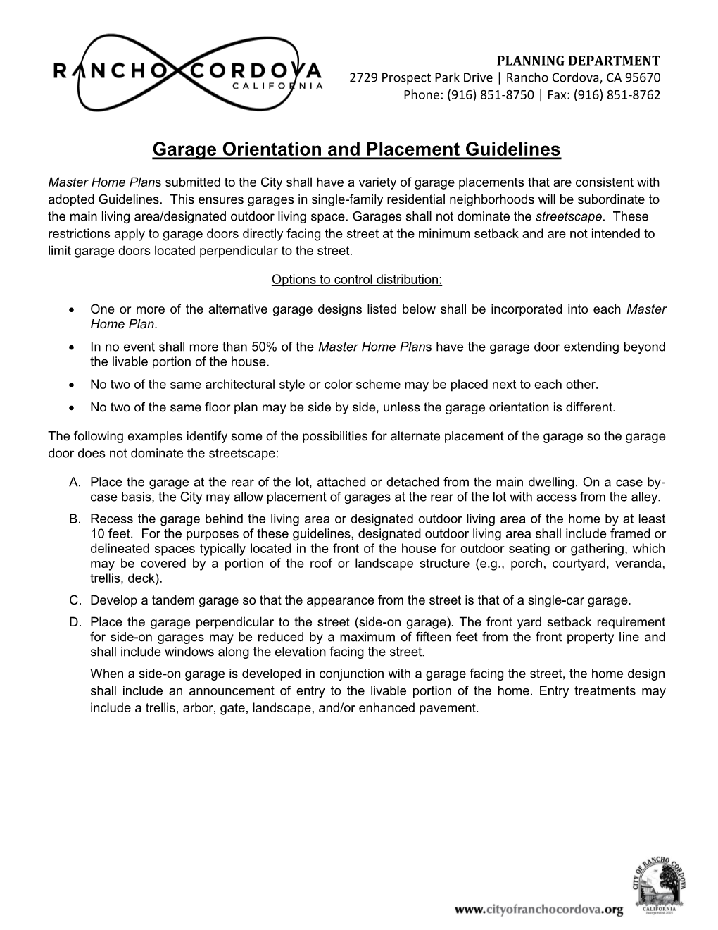 Garage Orientation and Placement Guidelines