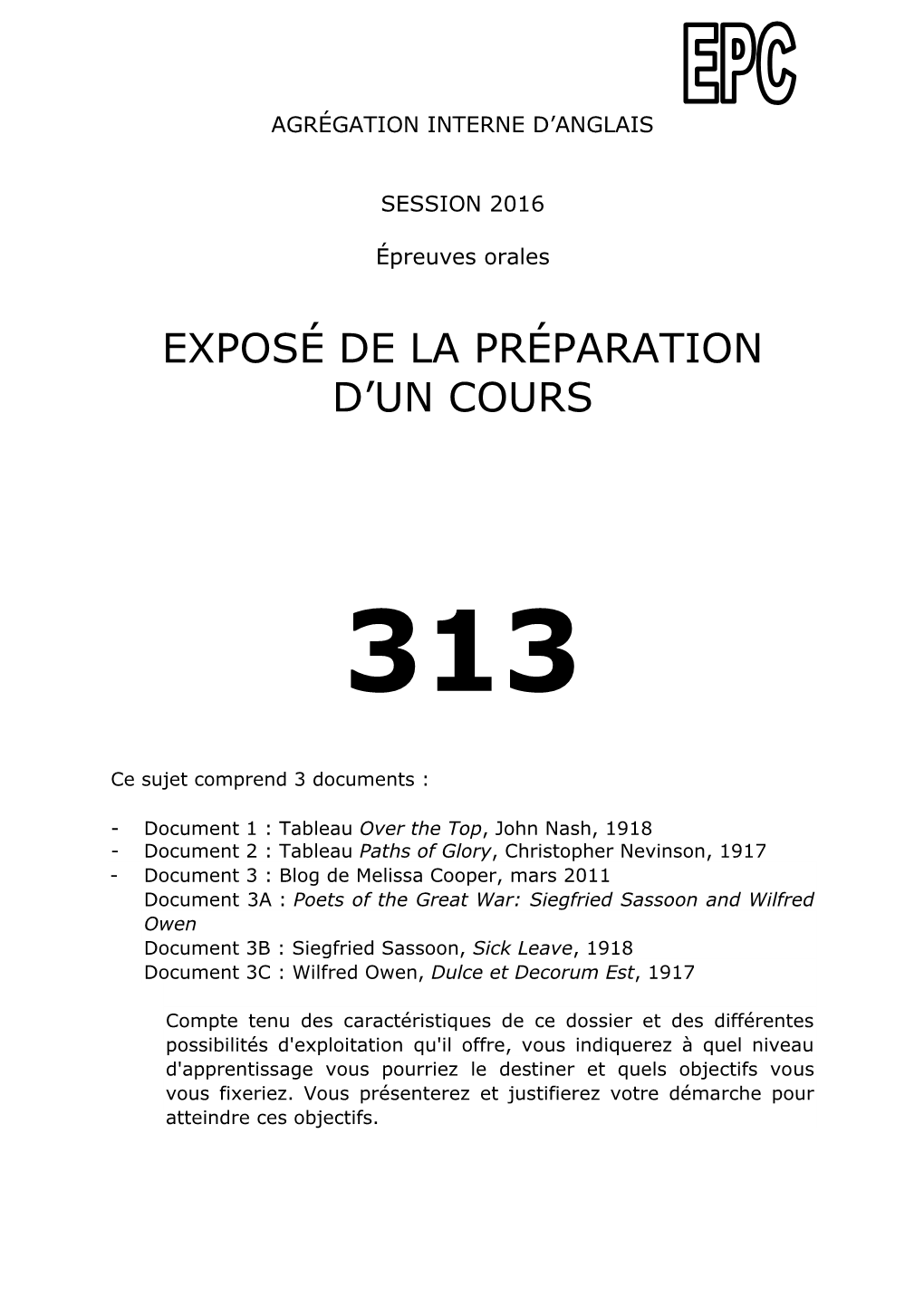 Exposé De La Préparation D'un Cours