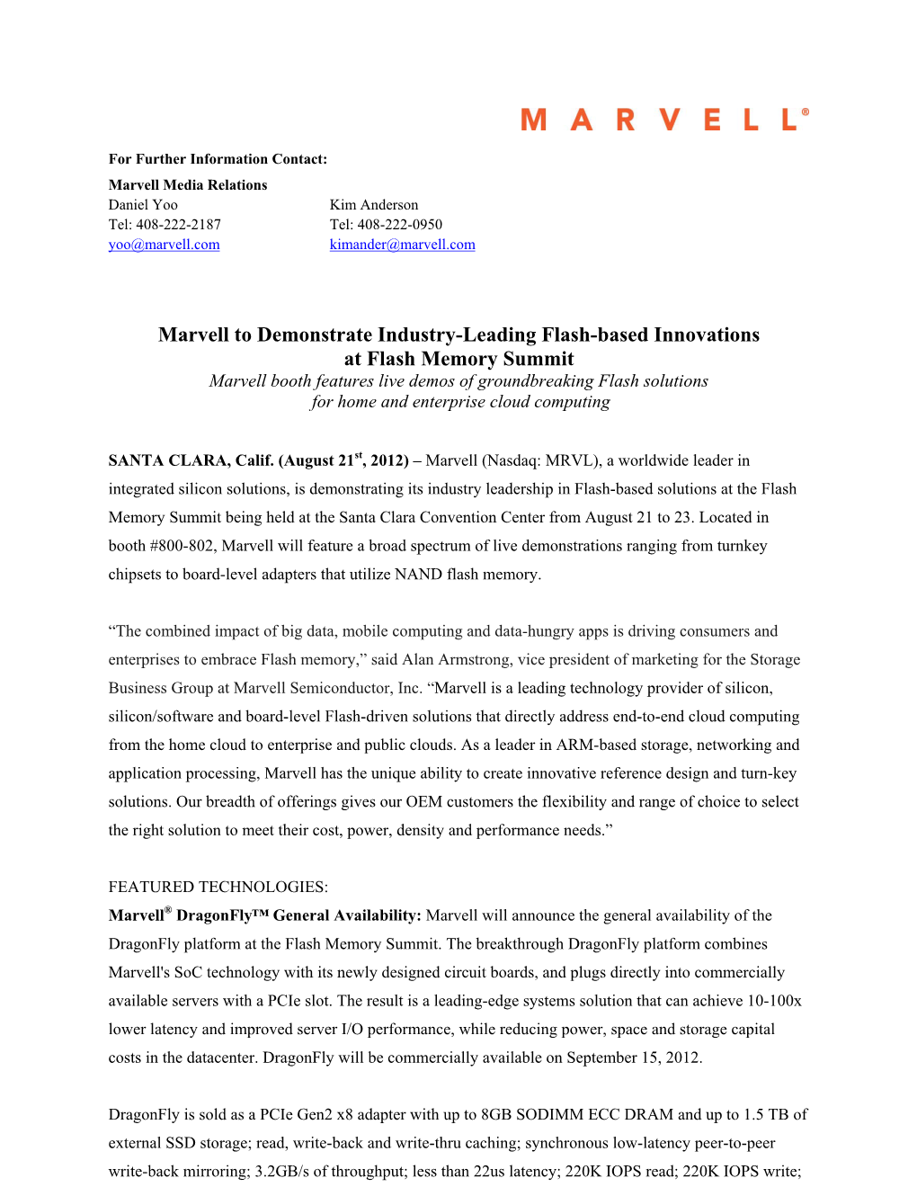 Marvell to Demonstrate Industry-Leading Flash-Based