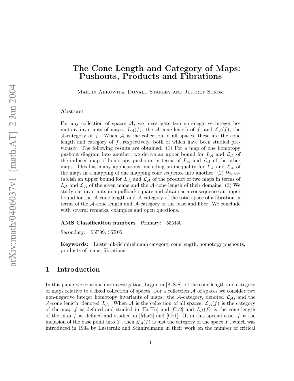 The Cone Length and Category of Maps: Pushouts, Products