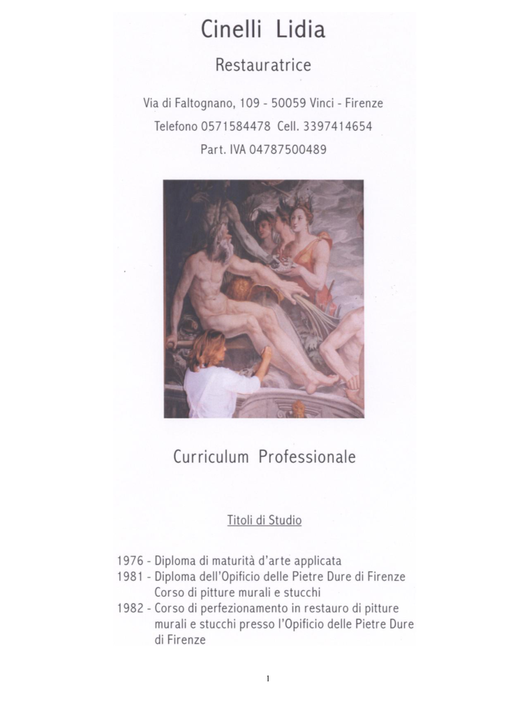 Curriculum Professionale Di Lidia Cinelli