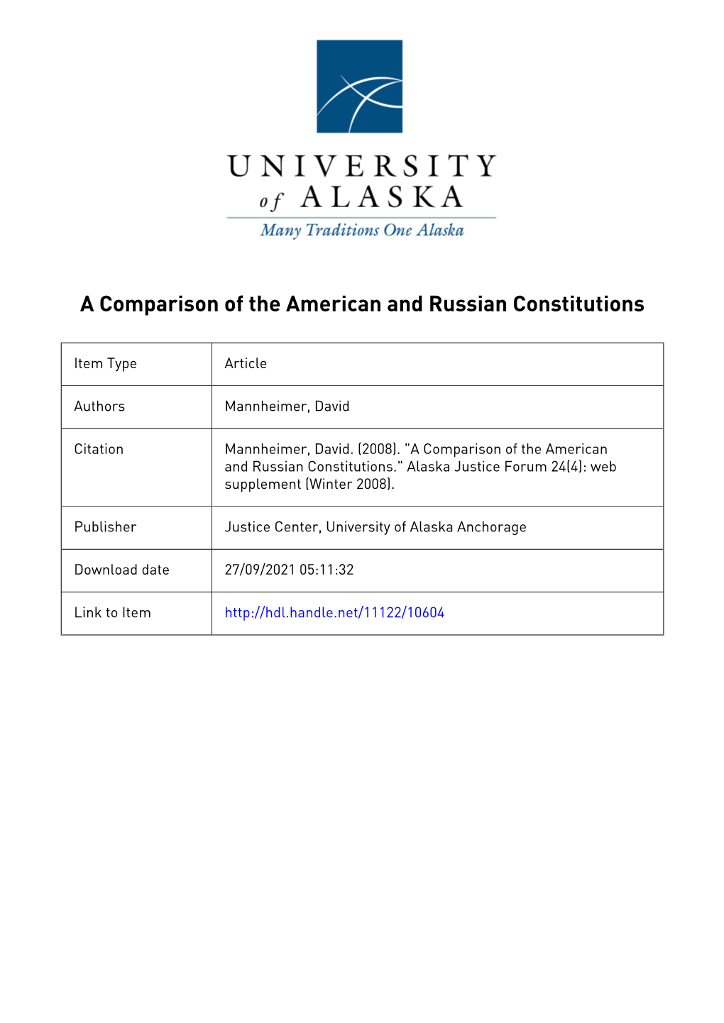 A Comparison of the American and Russian Constitutions