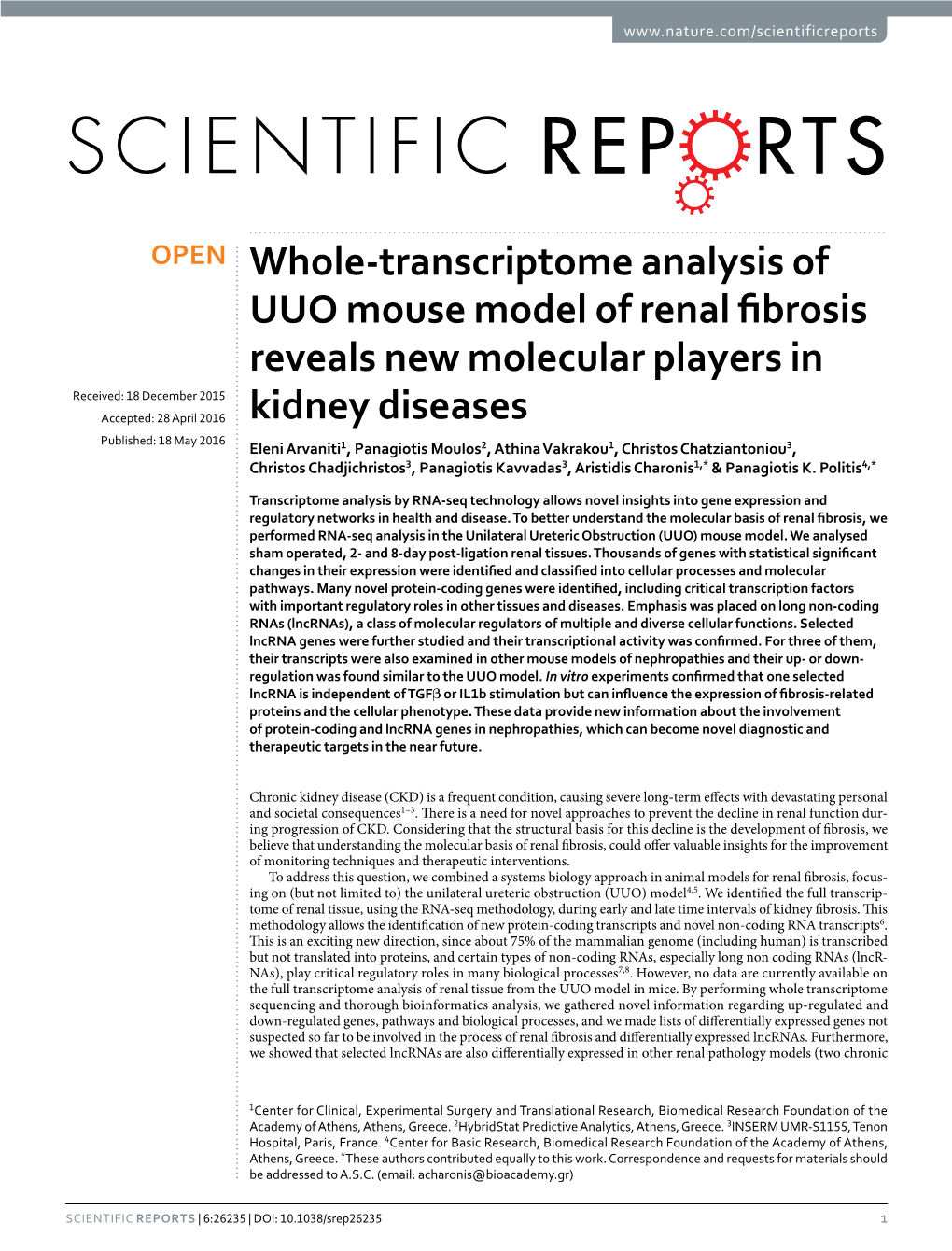 Whole-Transcriptome Analysis of UUO Mouse Model of Renal Fibrosis