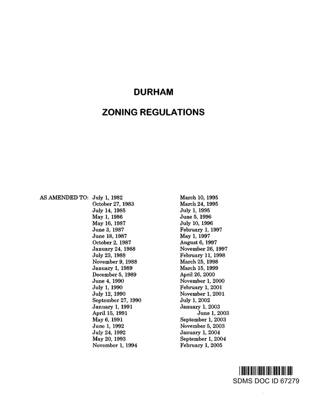 Durham Zoning Regulations Documentation