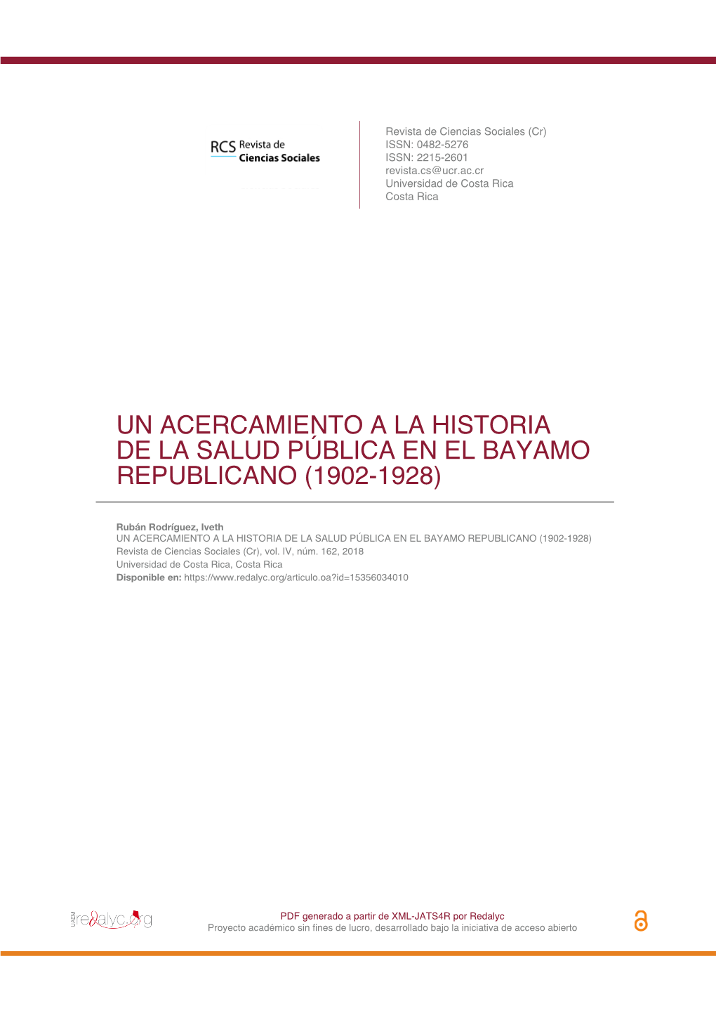 Un Acercamiento a La Historia De La Salud Pública En El Bayamo Republicano (1902-1928)