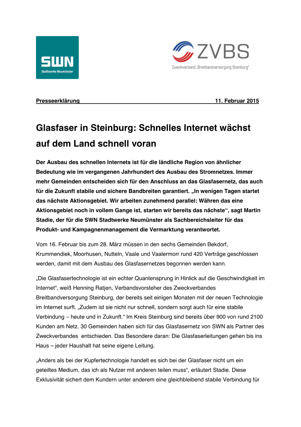 Glasfaser in Steinburg: Schnelles Internet Wächst Auf Dem Land Schnell Voran
