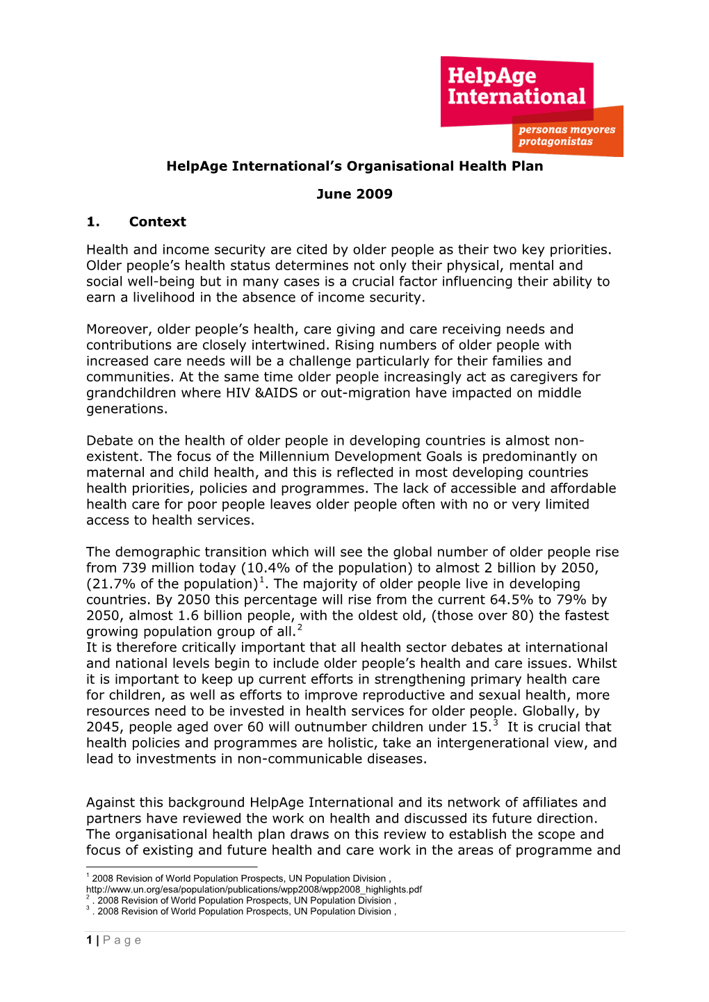 Helpage International Health Strategy