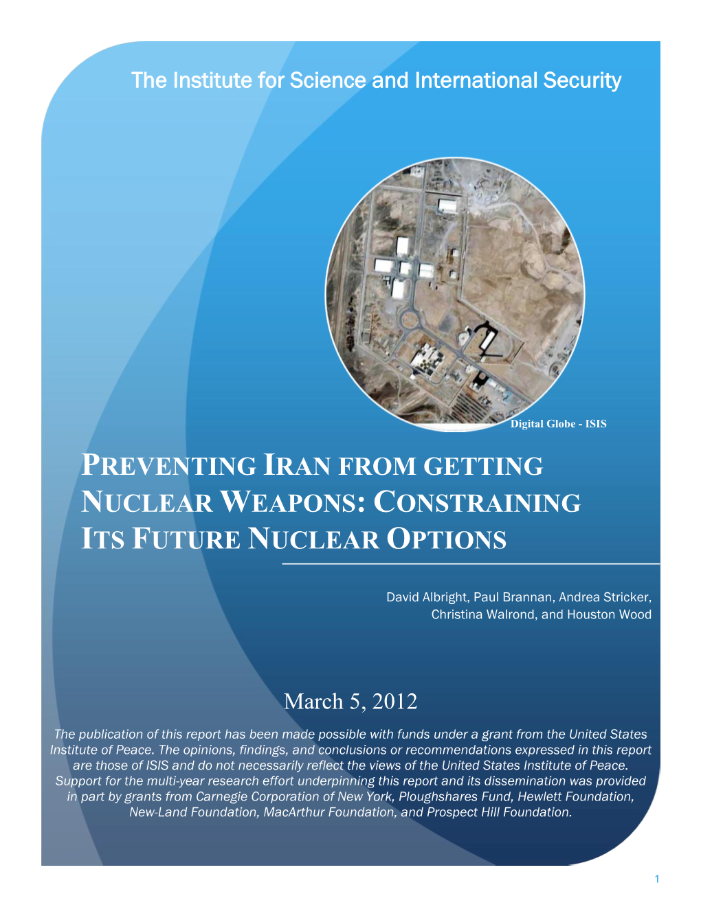 Preventing Iran from Getting Nuclear Weapons: Constraining Its Future Nuclear Options