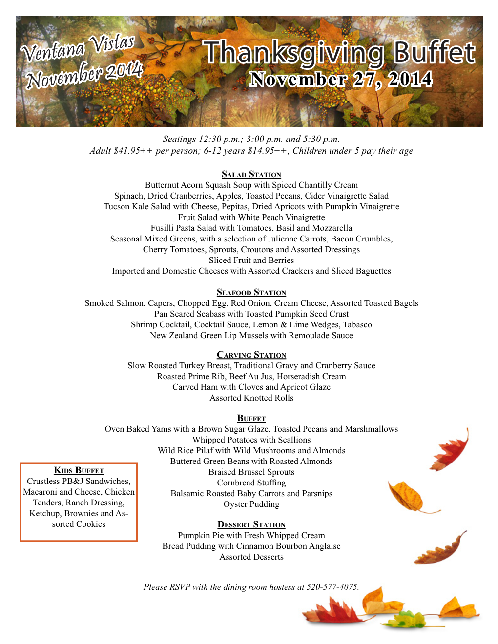 Thanksgiving Buffet November 2014 November 27, 2014