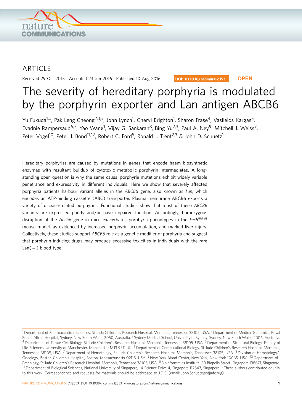 The Severity of Hereditary Porphyria Is Modulated by the Porphyrin Exporter and Lan Antigen ABCB6