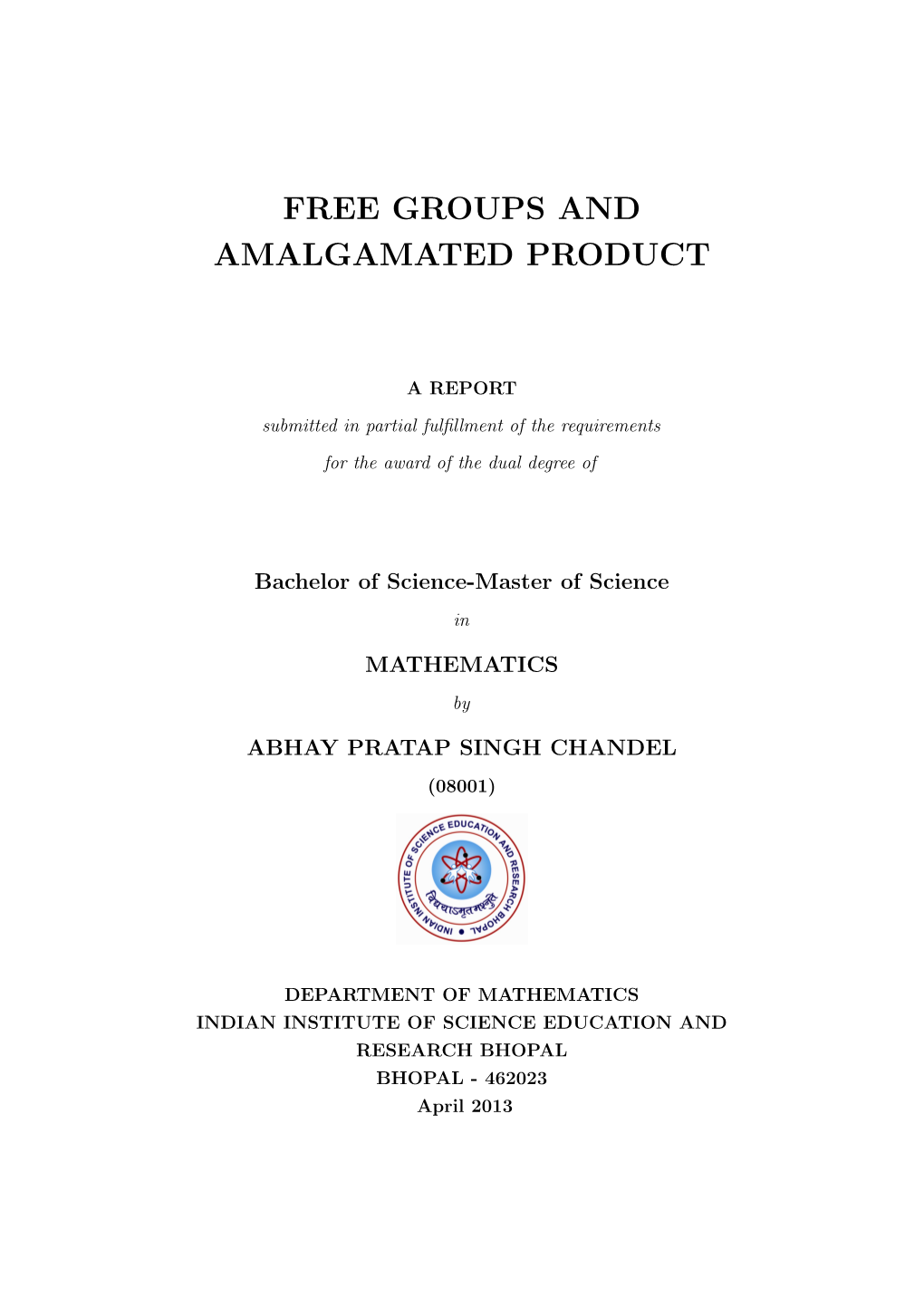 Free Groups and Amalgamated Product