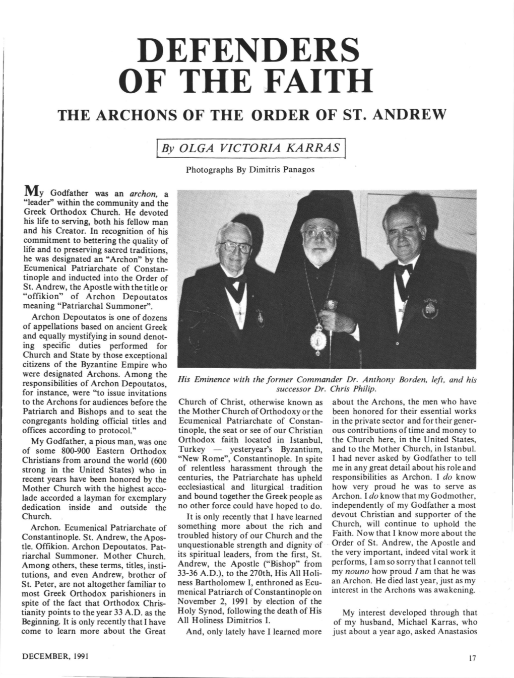 Defenders of the Faith the Archons of the Order of St