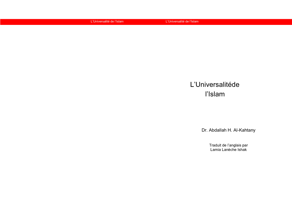 L'universalitéde L'islam