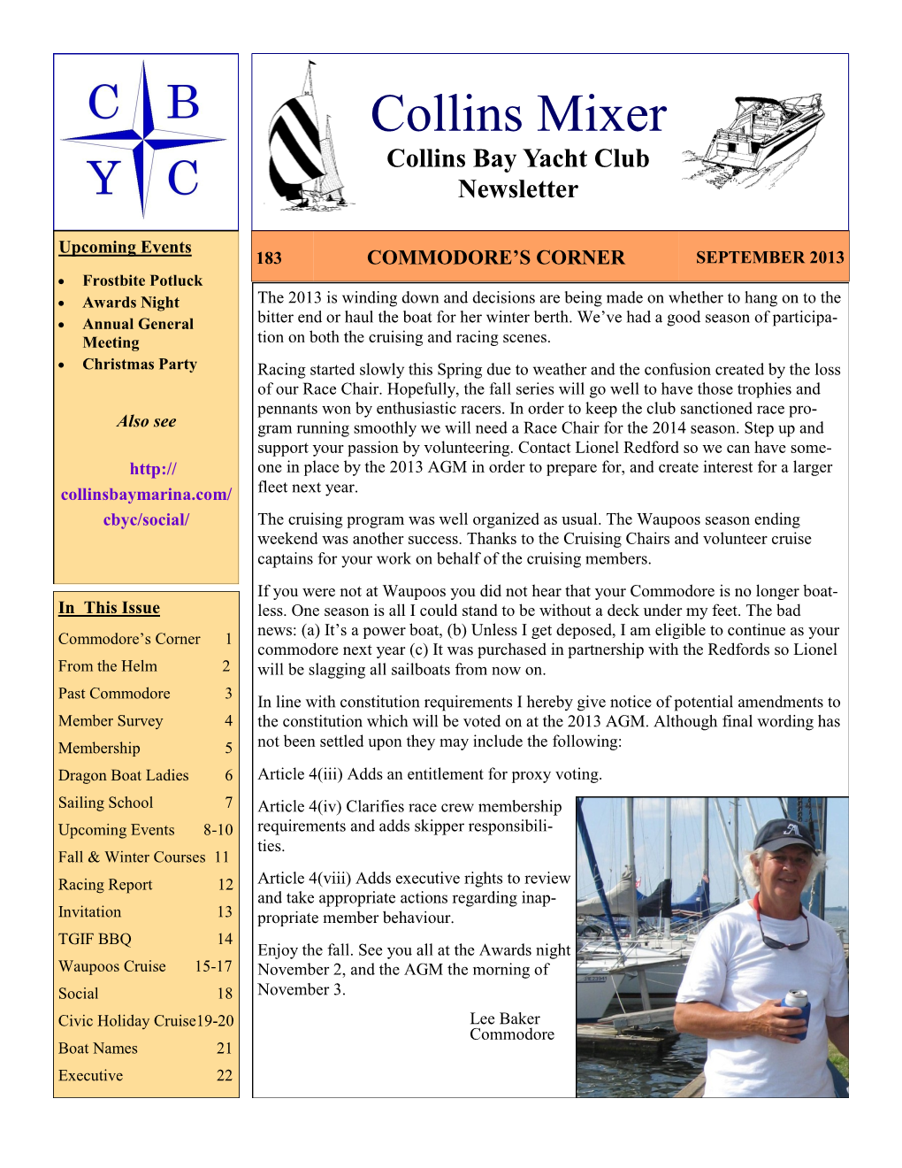 CBYC Mixer Is Published Seven Times a Year for CBYC Members and Friends, April Through November