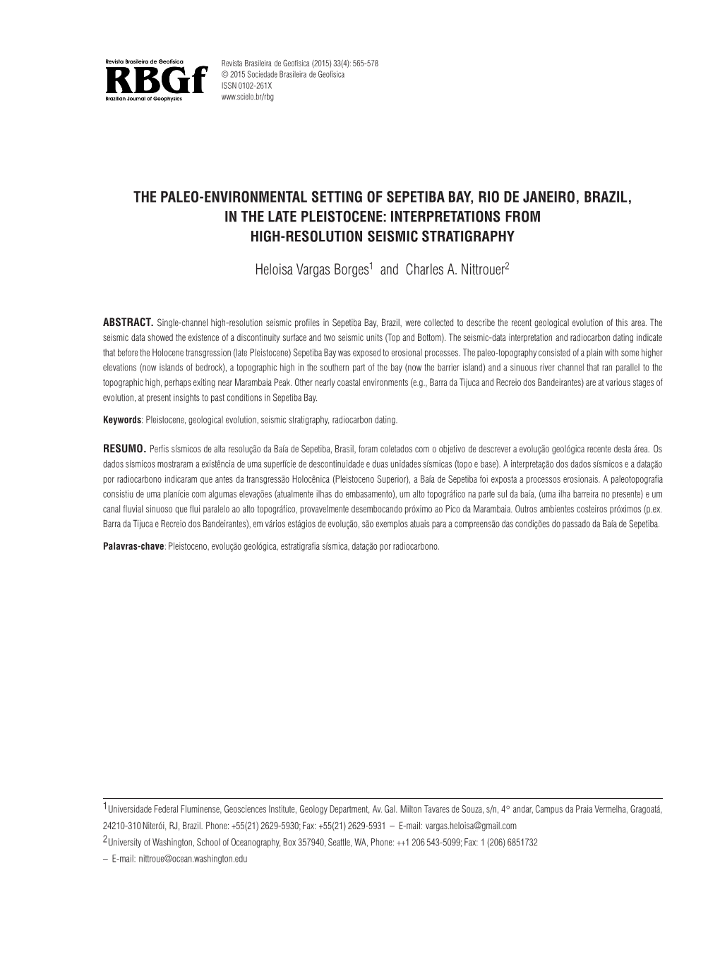 The Paleo-Environmental Setting of Sepetiba Bay, Rio De Janeiro, Brazil, in the Late Pleistocene: Interpretations from High-Resolution Seismic Stratigraphy