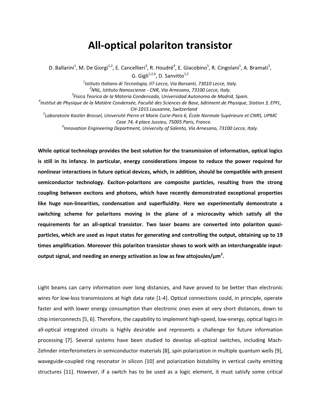 All-Optical Polariton Transistor