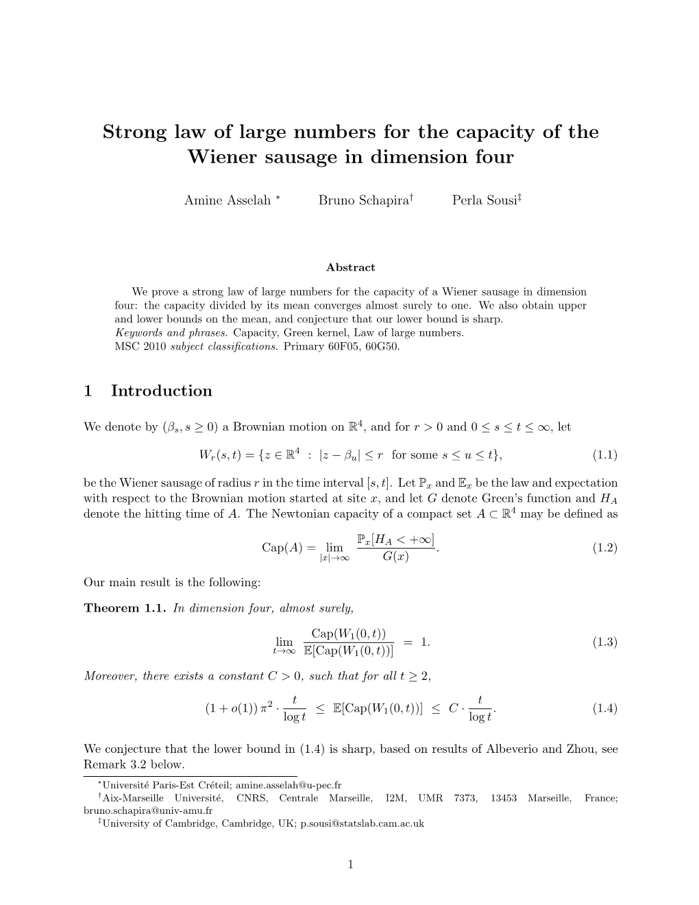 Strong Law of Large Numbers for the Capacity of the Wiener Sausage in Dimension Four