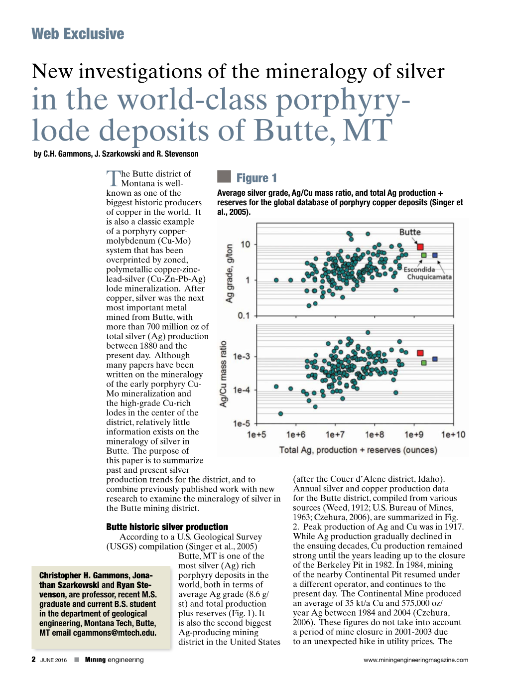 In the World-Class Porphyry- Lode Deposits of Butte, MT by C.H