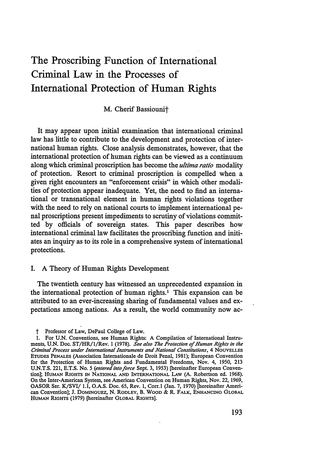 The Proscribing Function of International Criminal Law in the Processes of International Protection of Human Rights